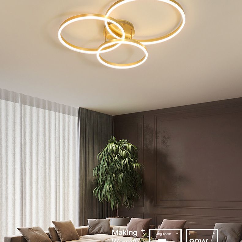Metal Circle Ceiling Flush Mount Light Modern Style LED Gold Ceiling Light Fixture