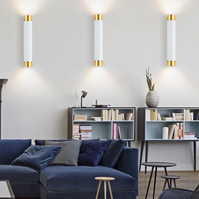 2 Lights Cylinder Wall Lights Modern Style Metal Wall Mounted Lamps