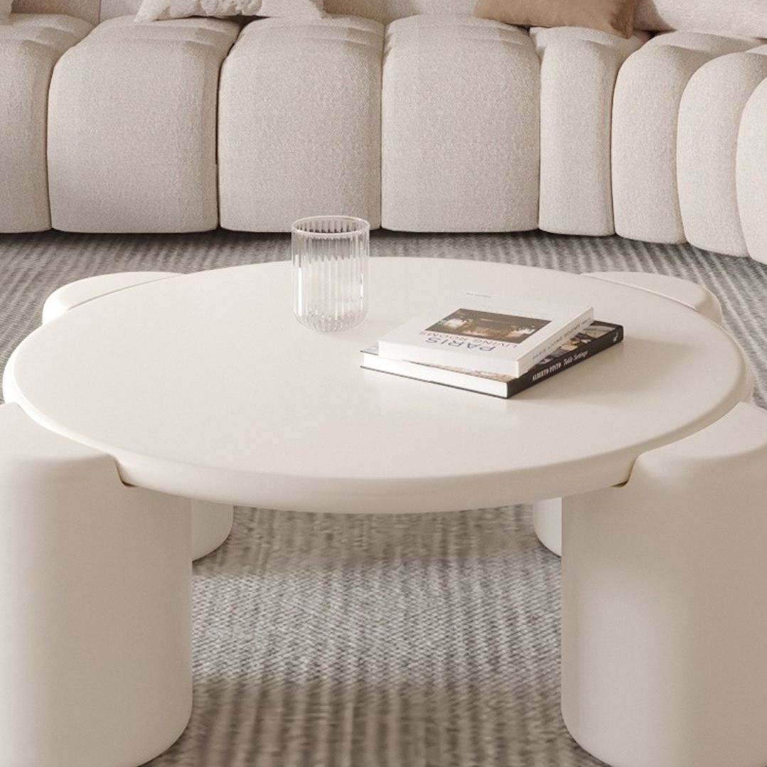 Round 4 Legs Cocktail Table Engineered Wood Coffee Table in White
