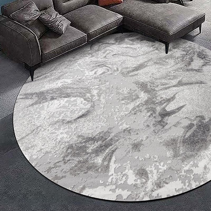Stylish Grey Modern Area Rug Polyester Rug Easy Care Washable Carpet for Home Decor