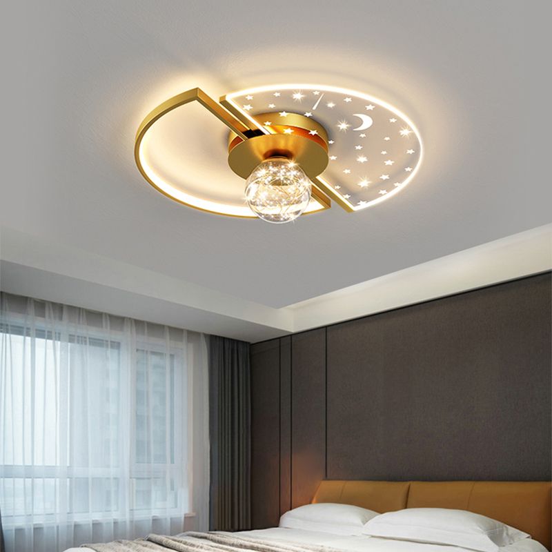 Metal Round Shape Flush Ceiling Light Modern Style 3 Lights Flush Ceiling Light Fixtures