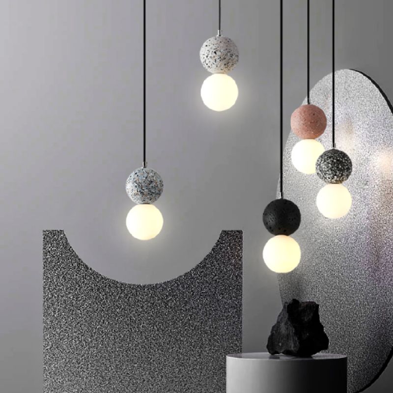 1-Light Spherical Hanging Pendant Modern Style Glass Hanging Lighting for Living Room