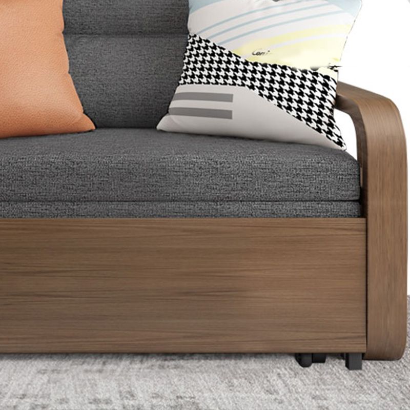 Contemporary Square Arms Sofa Bed Fabric Sleeper Sofa in Gray