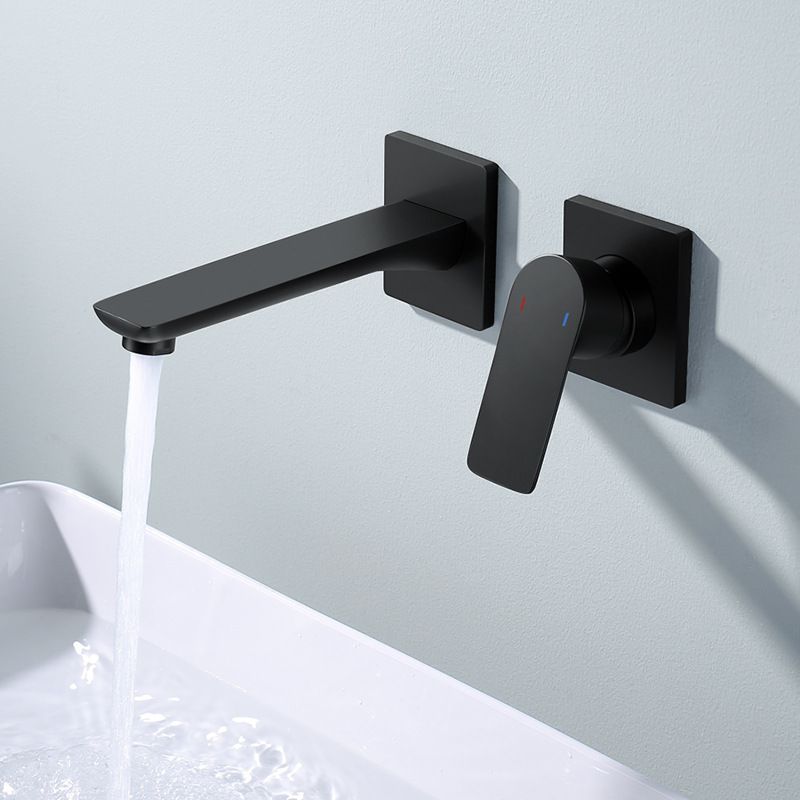 Lever Handle Wall Mounted Bathroom Faucet Modern Faucet with Hot and Cold Indication