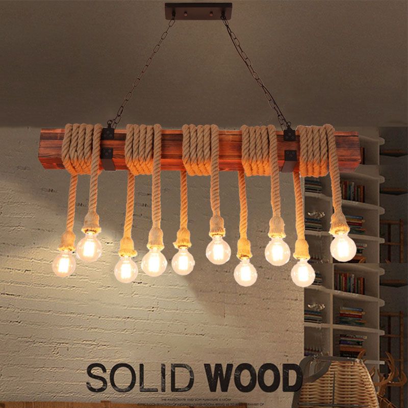 Vintage Hemp Rope Pendant Light American Industrial Style Retro Hanging Lamp