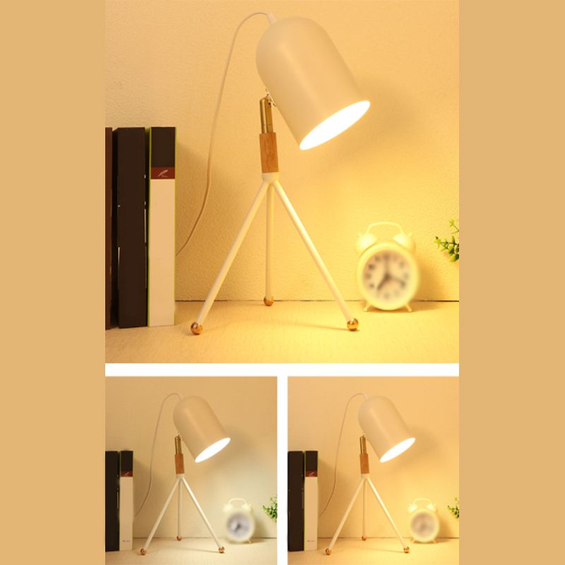 Macaron Tripod Table Light Metallic 1 Bulb Dorm Room Reading Book Lamp with Dome Shade