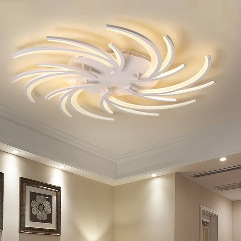 Lampe encastrée à tourbillon moderne en acrylique, 3/4/5 lumières, plafonnier de chambre à coucher blanc chaud/blanc