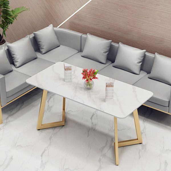 Traditional Luxury Style Dining Table White Sintered Stone Table for Dining Room