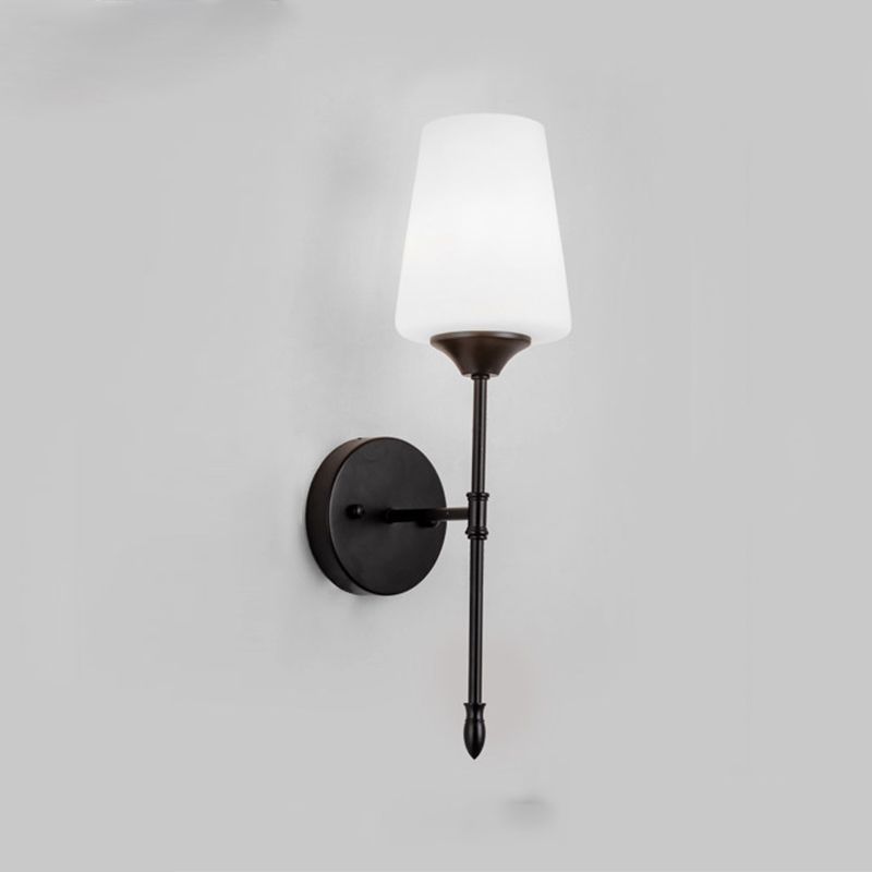 Modern Metal Wall Sconce Minimalist Wall Light with Glass Shade