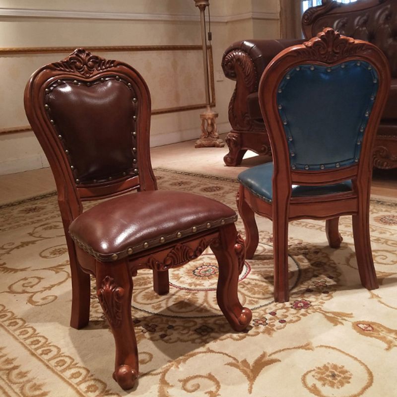 Silla de comedor de estilo tradicional, sillas laterales sin brazos de cocina con patas de madera