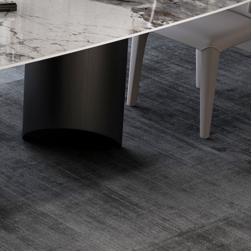Stone Top Dining Table Contemporary Rectangle Dining Table with Black Base