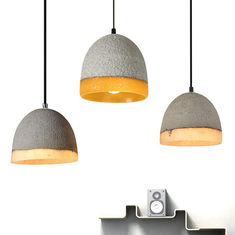 Bell Shaped Ceiling Pendant Nordic Cement 1 Bulb Dining Room Pendulum Light in Grey