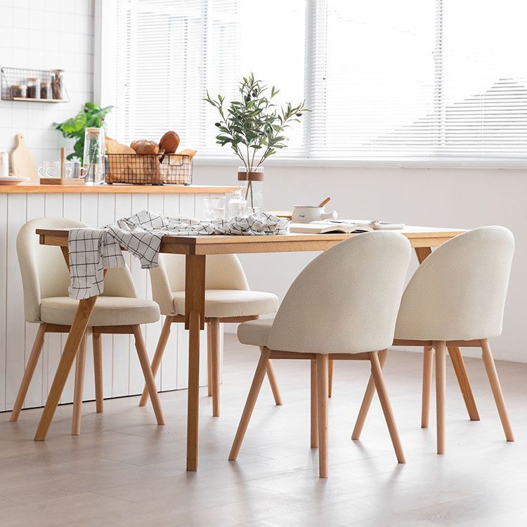 Modern Style Wood Chair Upholstered Fabric Dining Side Chair (Set of 2)