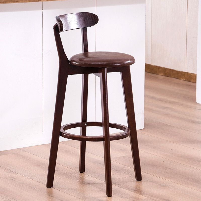 Scandinavian Dessert Shop Beech Stool Matte Finish Upholstered Bar Stools