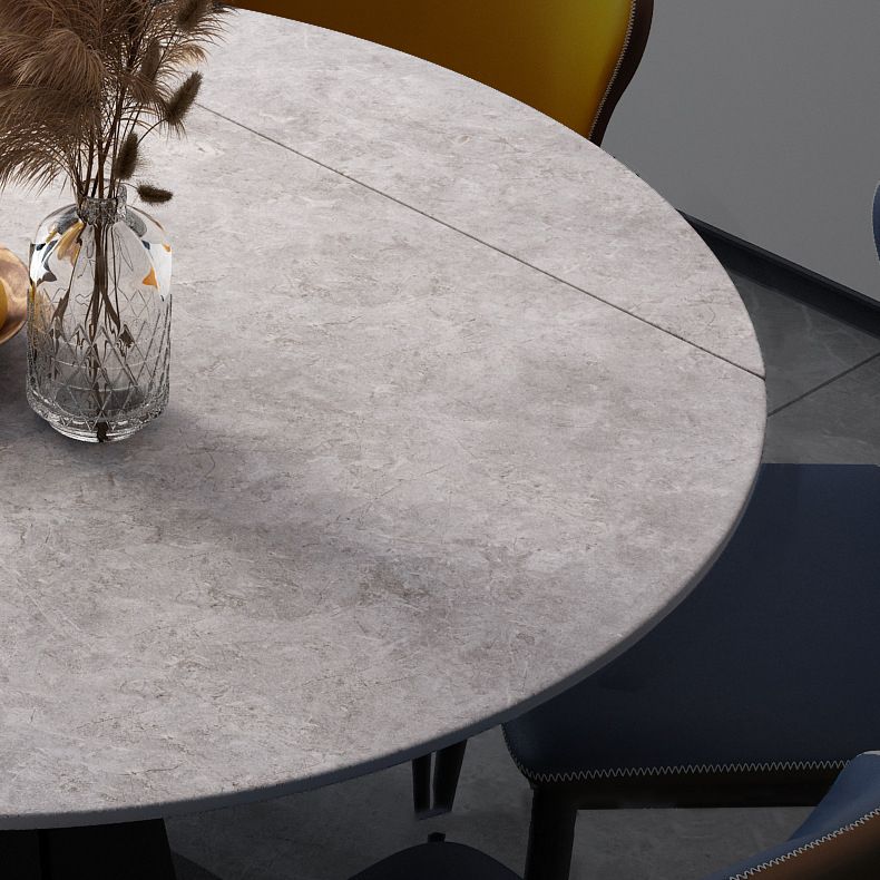 Tavolo da pranzo in pietra sinterizzato in stile moderno tavolo rotondo grigio con piedistallo