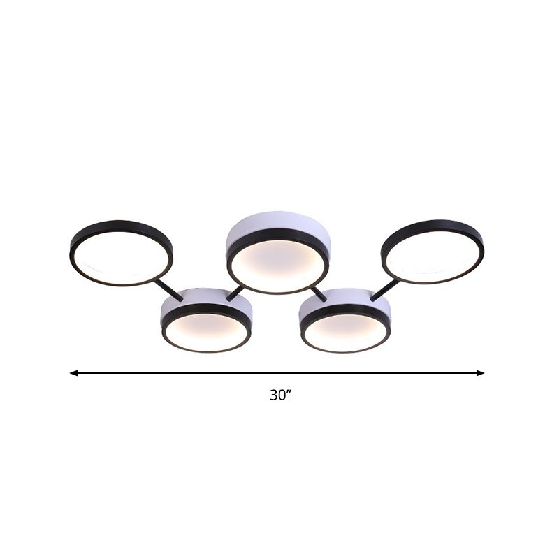 Black Molecular LED Flush Light Nordic Acrylic 4/5 Light Living Room Ceiling Lamp in Warm/White Light