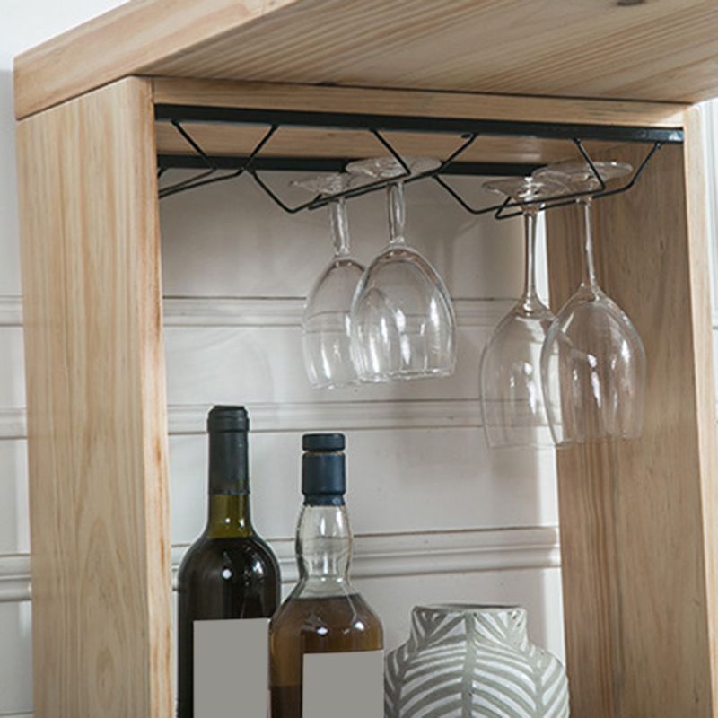 Modern Solid Wood Bar Table Dining Table with Storage Shelves