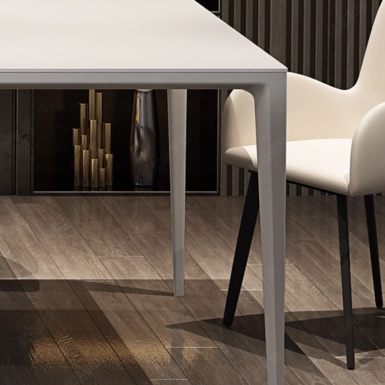 Contemporary Dining Table Sintered Stone Dining Table with 4 Metal Legs for Dining Room