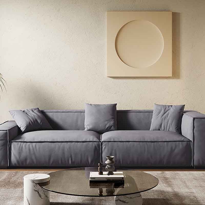 Tight Back Faux Leather Square Arm Sofa with Stain Resistant and Wear Resistance