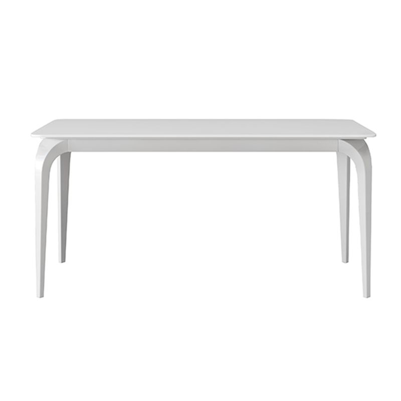 Contemporary White Rectangle Stone Dining Table with 4 Steel Foot