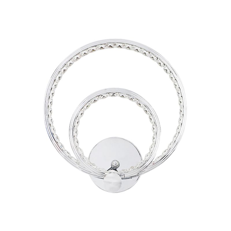 Simplicity LED Wall Mounted Lamp Chrome Dual Rings Wall Lighting Ideas with Metal Shade in Warm/White Light