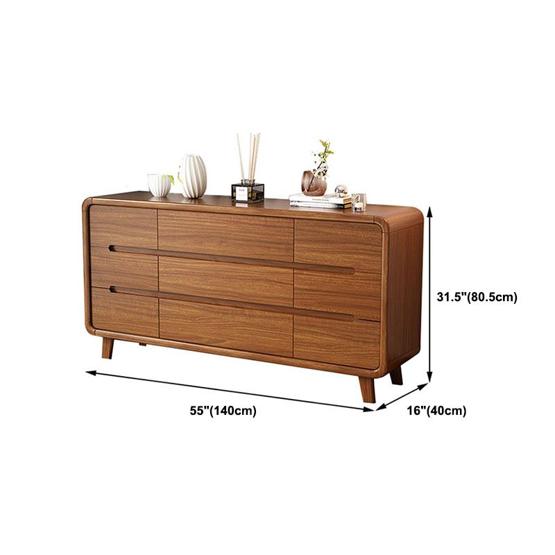 Contemporary Wooden Storage Chest Home Chest in Brown with Drawers