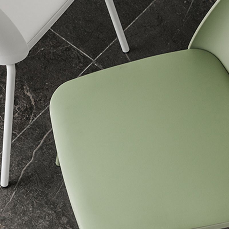Modern Solid Back Side Chair Plastic Upholstered Armless Chair for Dining Room