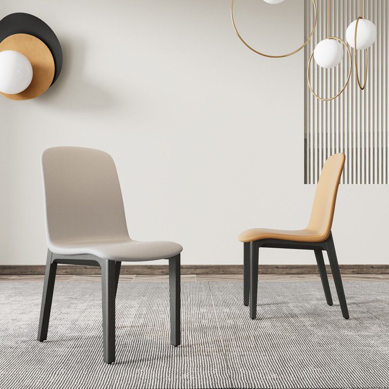 Contemporary Style Side Chair Wood Solid Back Dining Room Chair for Dining Room