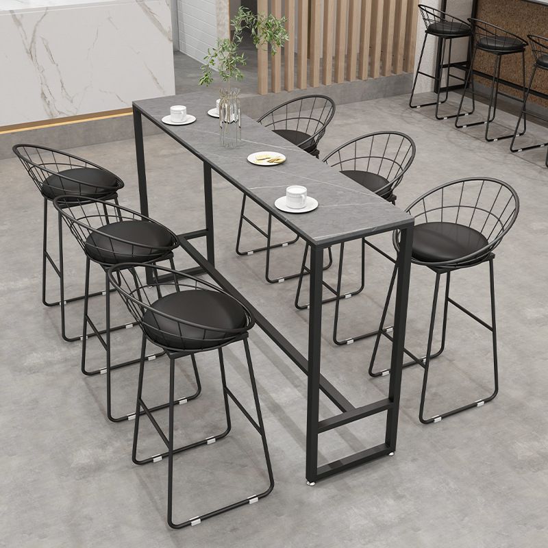 Metal Low Back Dining Stools Glam Armless Bar Stools with Black Metal Base