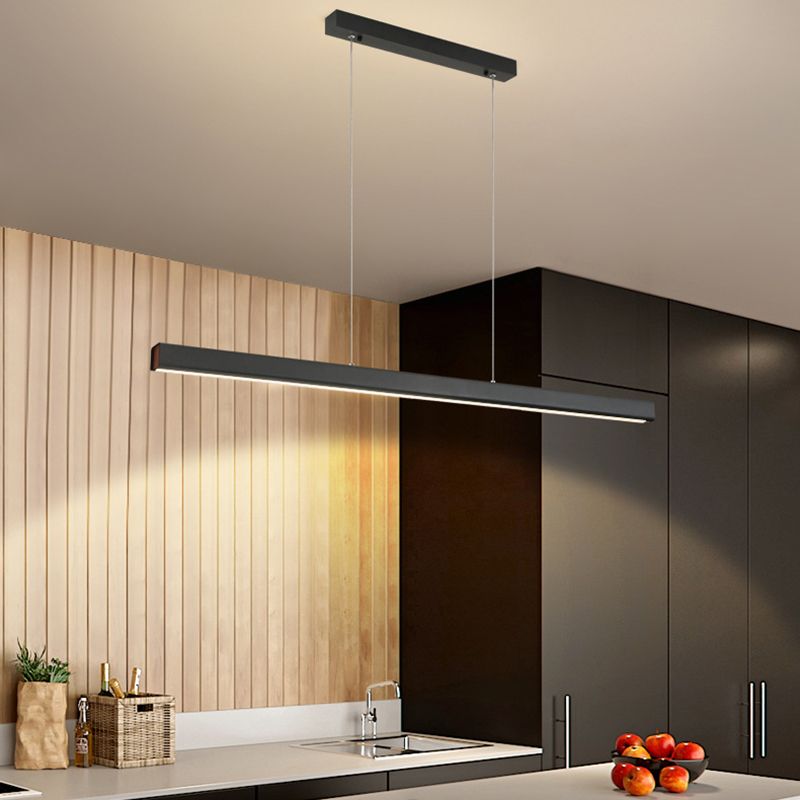 Metal Strip Chandelier Light Fixture Simple LED Island Pendant for Dining Room