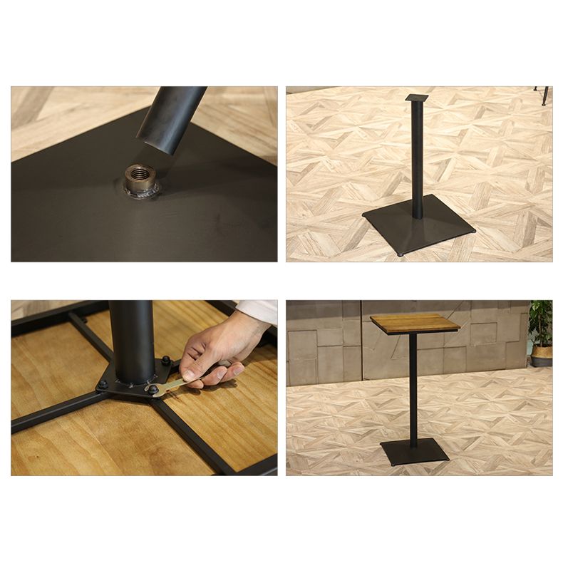 Modern Solid Wood Table and Stool Set 1/3/4/5 Pieces Black Base Pub Set for Shop