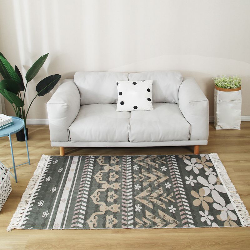 Stijlvolle boho chic tapijt multicolor geometrisch vloerkleed machine wassen tassel-getrimde tapijt voor huis