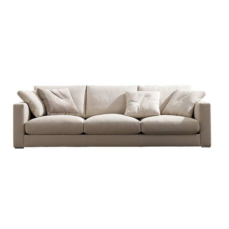 Square Armrest Latex/sponge Upholstery Filled Wood Base Off-white Rectangular Sofa