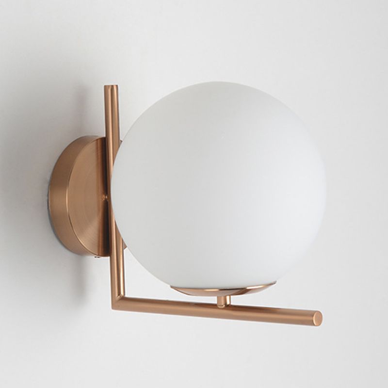 Globe White Glass Wall Light Nordic Simplicity Style Single Light Wall Sconce in Gold