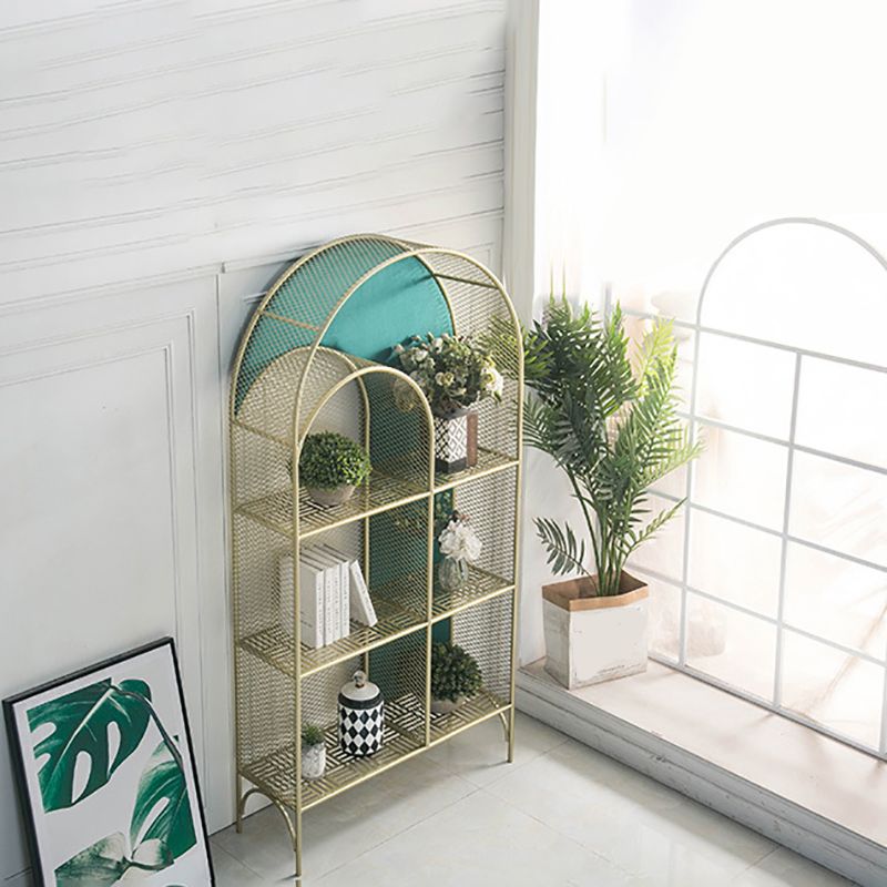 Urban Gold Bookshelf Closed Back Metal Vertical Shelf for Living Room