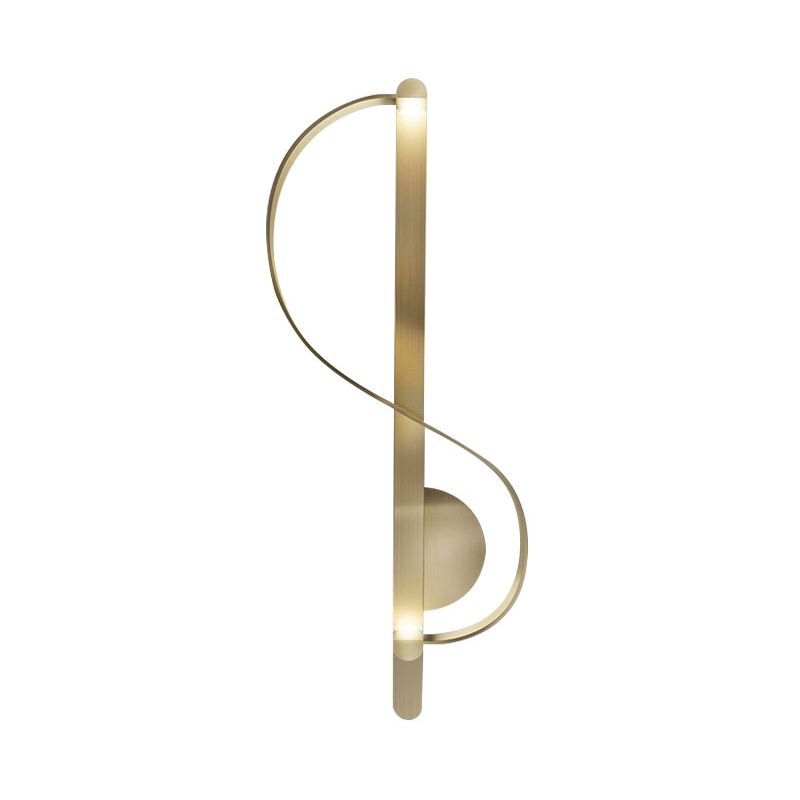 Gold S-Shape Wall Mount Fixture Modern LED Metal Sconce Lighting Fixture for Corner