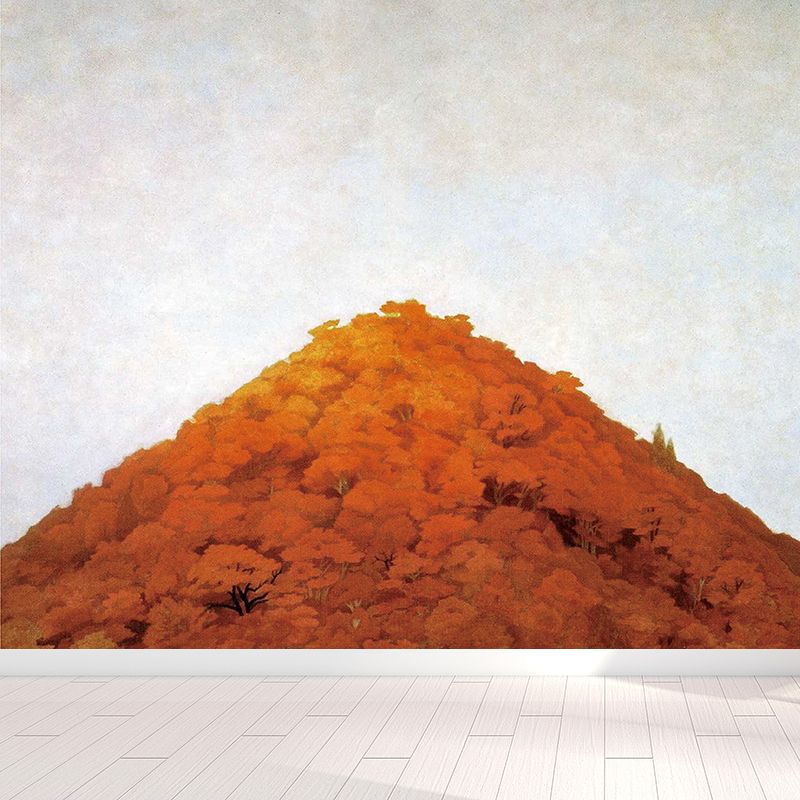 Modern Hills Wall Mural Non-Woven Stain-Proofing Orange Wall Covering for Boys Room