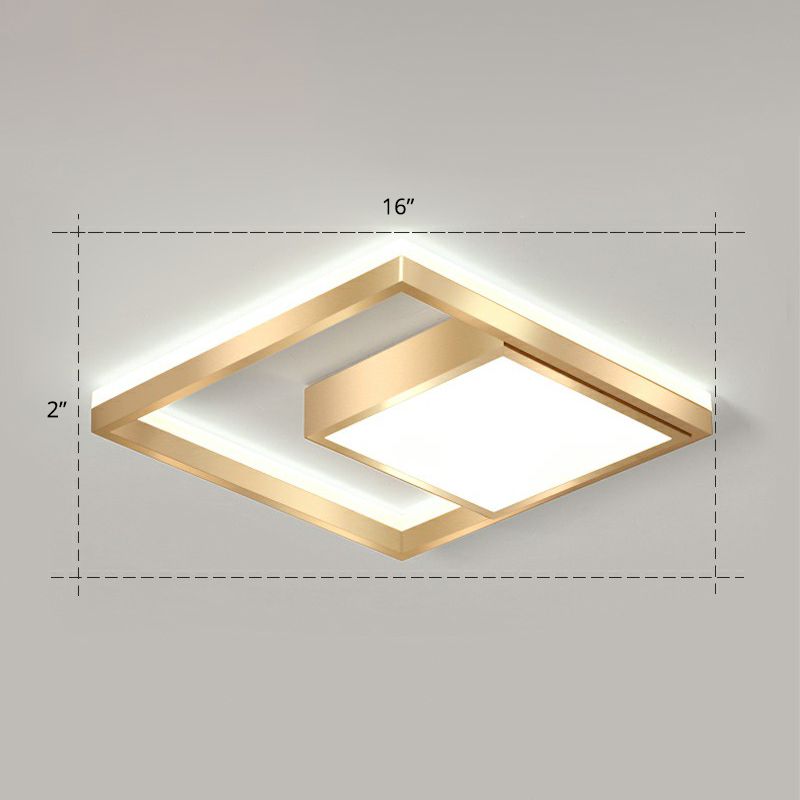 Moderne quadratische LED-Einbauleuchte aus Acryl für Schlafzimmer-Deckenmontage in Gold