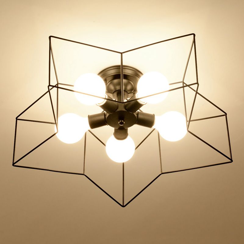 Plafonnier industriel rétro semi - encastré en fer forgé étoile pour espaces intérieurs
