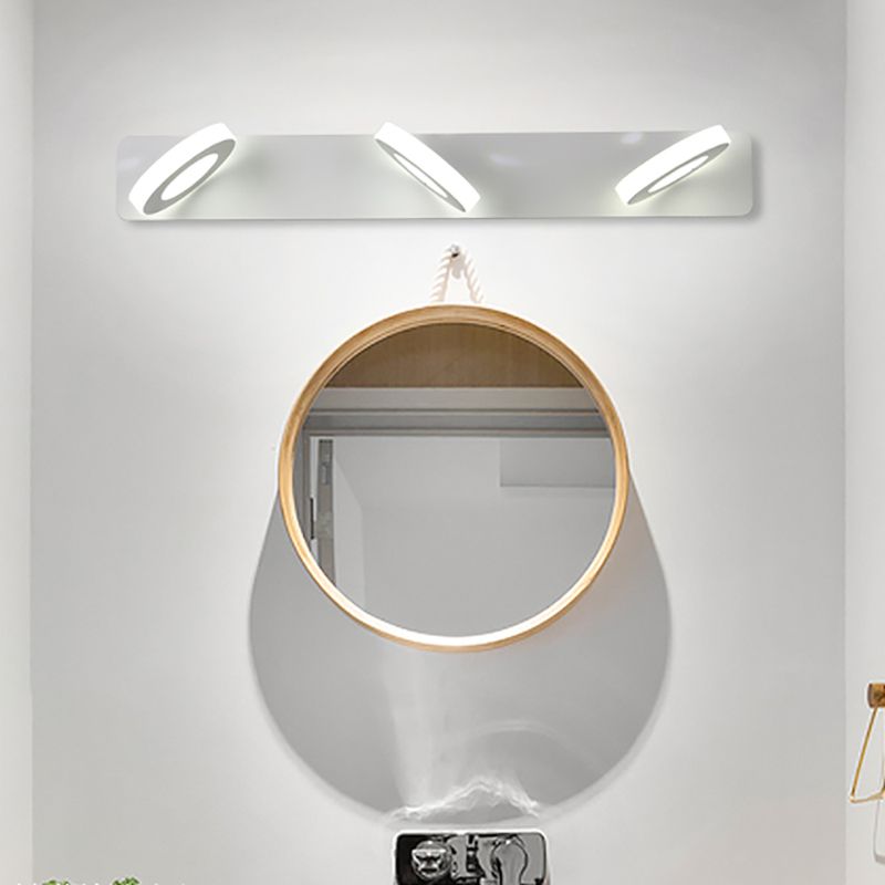 Luce di vanità bianca moderna a 3 luci a specchio a led luce anteriore con ombra acrilica per bagno