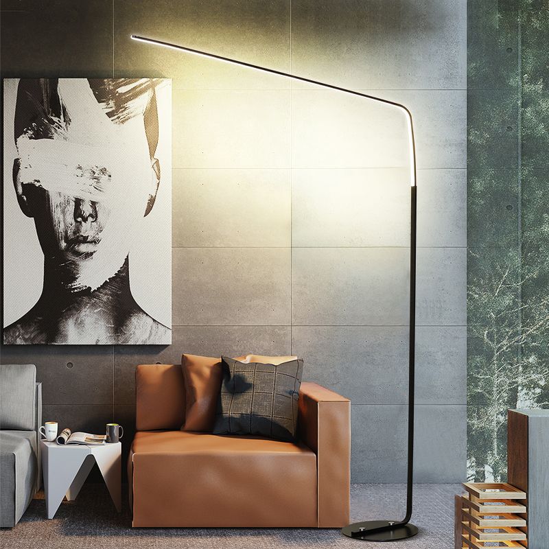 Linear Shape Metal Floor Lights Modern Style Single Light Floor Mount Light