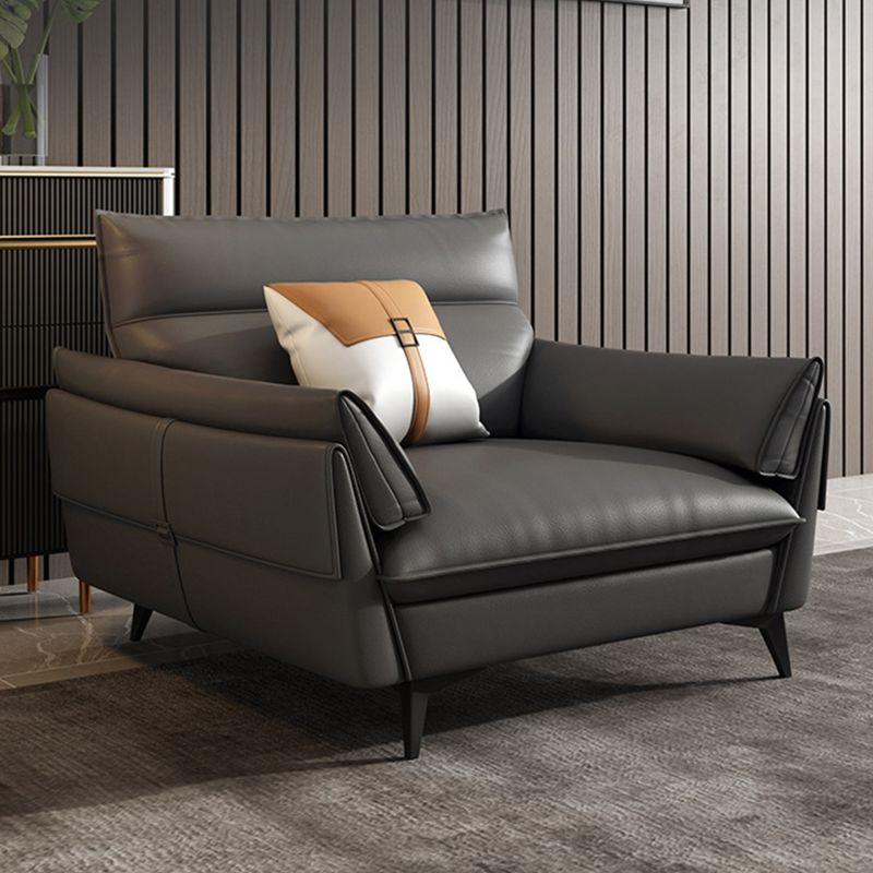 Black/grey Leather Sofa Armrest and Cushioning Back Sponge/latex Seat Filling Sofa Bed