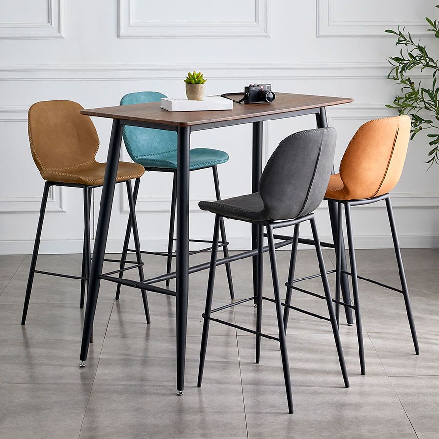 Coffee Shop Bar Stool Leather Armless Modern Distressed Counter Stools