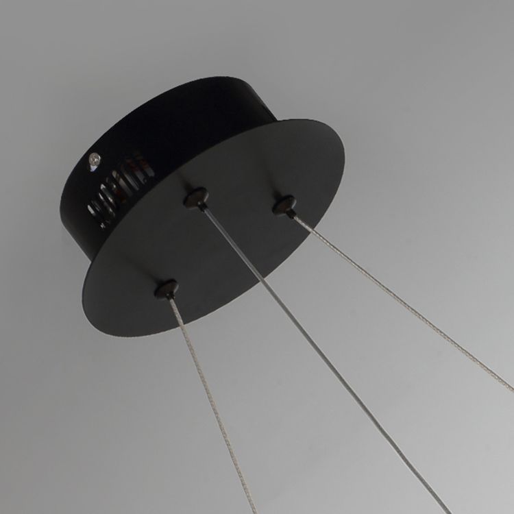 1/2-Licht-kreisförmige Kronleuchterlampe zeitgenössische Kristall-LED Schwarz hängende Leuchte in warmem/weißem Licht für Wohnzimmer