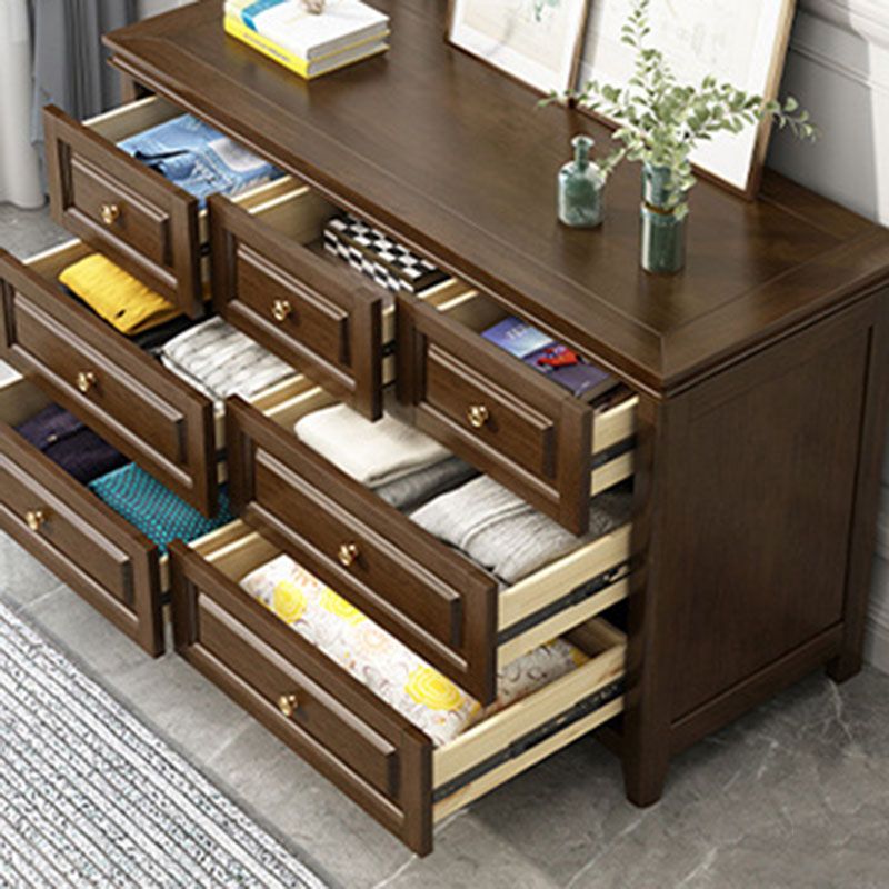 Glam Bedroom Storage Chest Wooden Chest in Brown with Drawers