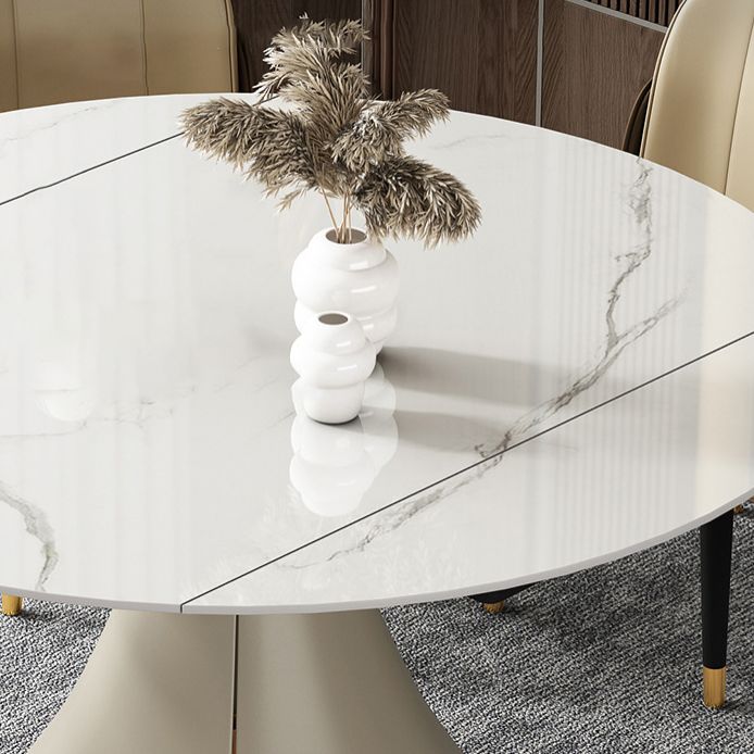 Glam Style Sintered Stone Dining Set Round 1/2/3/5/6/7/9 Pieces Dining Set for Home Use