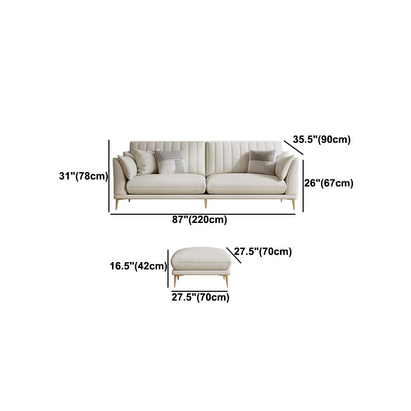 Contemporary Channel Back Faux Leather Sloped Arms Sofa/Sectionals,Ivory