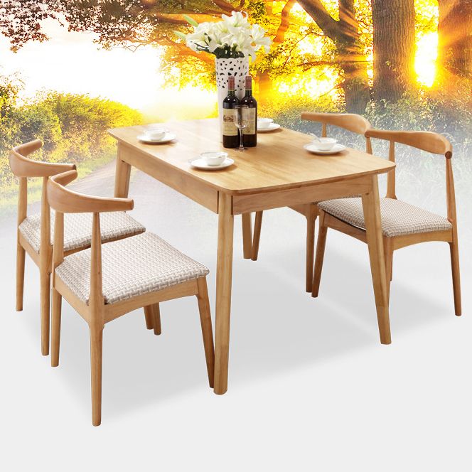 Modern Style Solid Wood Brown Dining Room Set with Rectangle Table Home Dining Table Furniture