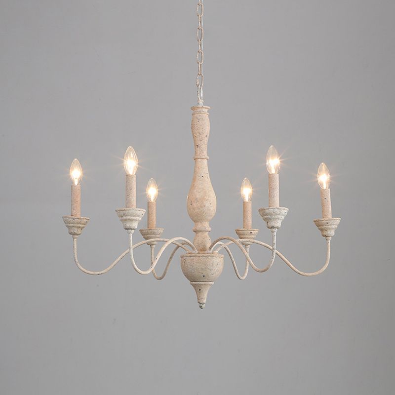 6-Lights American Vintage Candlestick Chandelier with Older Rust Gooseneck Arm 28.5" Wide Rustic Style Hanging Light for Dining Room