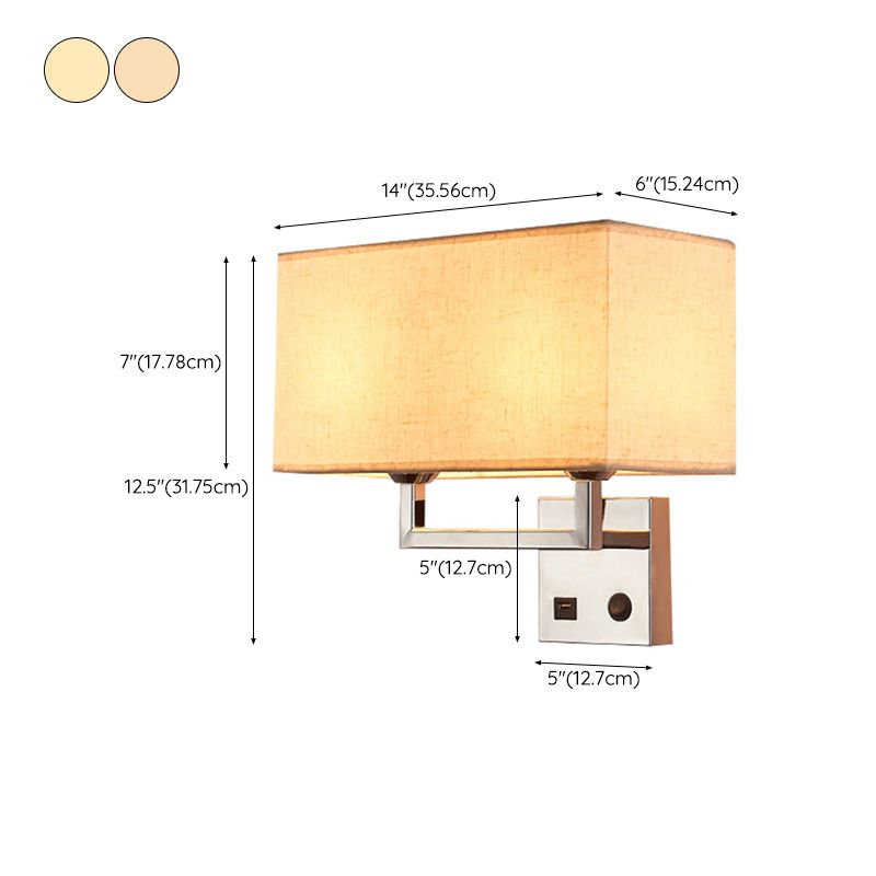 Modernism Sliver Metal Wall Light Fabric Shaded Lighting for Room